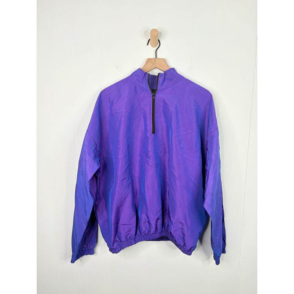 Vintage Harley Davidson 1/4 Zip Iridescent Windbreaker Jacket Purple Blue
